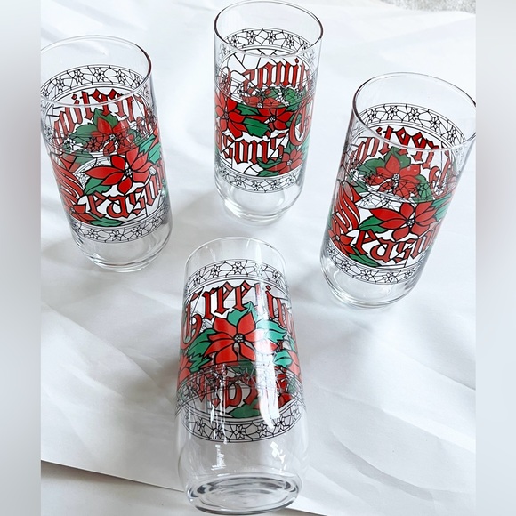 Vintage Highball Seasons Greetings Glasses - Picture 8 of 8